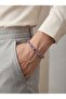 Adjustable Steel Chain Men's Bracelet with Amethyst Stone & Silver Hematite Stone 01809 - 2