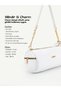 Wrinkled Textured White Shk327 Cylinder Bag, Wallet with Charms, Zipper, Women's Hand, Arm and Shoulder Bag - 6