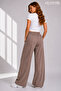 Women's Linen Blend Denim Patterned Wide Leg Summer Trousers - 4
