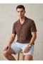 Men's Summer Short Sleeve Shirt Shorts Set Baby Brown-Baby Blue - 2