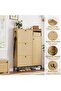 - Rattan Wardrobe with 3 Drop-Down Drawers, Entryway Shoe Storage Cabinet, Freestanding Organizer, Narrow Wardrobe for Entryway, Hallway, Closet - 5