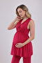 Cherry Lace Design Strappy Cotton Maternity Pajama Set - 6