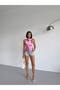 Women's Candy Pink Halter Neck High Neck Sleeveless Satin Blouse - 4
