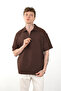 Linen Look 100% Cotton Comfortable Fit Drop Shoulder Zipper Closure Men's Polo Collar T-Shirt