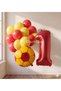Yellow Red Fan Concept Birthday Set - Number Foil Balloon and Soccer Ball Balloon Garland