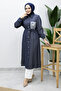 Workmanship Detailed Belted Waist Tunic Tsd260240 Dark Blue - 3