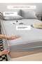 3-Piece Set: single-size fitted bedsheet and two pillowcases, washable cotton in a light grey color. - 2