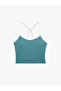 Crossed Straps Ribbed Sleeveless Slim Fit Sports Bra - 2
