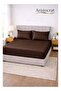 3-Piece Striped Microfiber Fitted Sheet Set Super King 200x200cm, Chocolate Brown