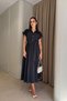 Fisto Detailed Tensel Dress - Dark Blue - 5