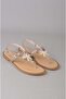 Seç 115 Genuine Leather Stone-Embellished Flip-Flop Sandals Gold