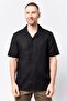 Men Regular Fit Short Sleeve Embroidered Logo Casual Shirt, Black