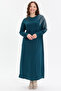 Stone Detailed Comfortable Fit Long Women's Dress - 4