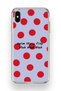 iPhone XS Max Compatible Red Polka Dot Patterned Transparent Phone Case