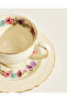 White Embossed Cup And Saucer With Gold Rim - 4