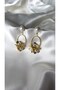 Women's Gold Color Flowered Pearl Dangle Earrings - 2