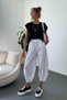 Women's Snow White Shalwar Trousers Loose Fit Four Seasons Comfortable Cotton Elastic Waist Daily Gabardine - 5