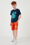 Cotton Regular Fit Crew Neck Shorts Top and Bottom Set Boy's Suit6212019 - 6