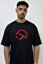 Prohibited Thief Design Printed Oversize Black T-Shirt
