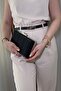 Women's Black Glittery Evening Dress Bag with Silver Accessories - Chain Strap Hand and Shoulder Bag - 2