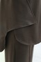 Long Back-Cut Crew Neck Top with Elasticated Sleeve Trousers Set - Dark Brown - 7