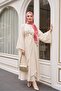 Long Tulle Modal Dress with Tie Bolero and Lining -Beige - 3