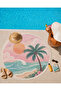 Round Beach Towel 150 cm Sunset and Palm Tree Pattern Printed Beach Towel