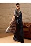 Women's Crepe Black Printed Designer Saree With Blouse Piece - 4