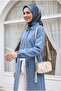 Elastic Sleeves and Buttoned Denim Cap - Ice Blue - 6