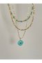 Steel Paperclip Chain Agate Stone Locket Necklace and Summer Trend Necklace Set Triple Necklace Set - 4