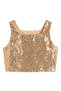 Gold Square Collar Sequined Sleeveless Crop Blouse for Girls - Cintia - 2