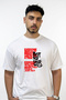 Action Quote Design Printed Oversize White T-Shirt