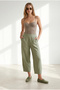 Women's Mint Green Pleated Muslin Shalwar Trousers with Pockets Pnt-19000416 - 2