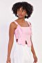 Women's shoulder tie detailed blouse - pink