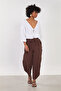Women's Buttoned Shalwar Trousers - Bitter Brown - 4
