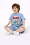 Boys' Blue Brawl Stars Printed Short Sleeve Shorts Set - 3