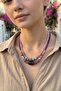Women's Lilac Ethnic Patterned Double Row Beads and Stone Handmade Bohemian Necklace - 2