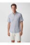 قميص رجالي من NEVAVM بخطوط مخططة وقماش مخلوط من الكتان بقصة عادية