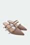 Lunax Buckle Women's Mink Heeled Slippers - 2