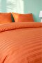 Elite Orange Striped Satin Double Duvet Cover Set - 4 Pieces - 3