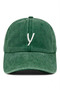 Dark Green Embroidered Washable Vintage Unisex Hat with Letter Y