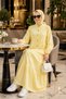 Women's Buttoned Layered Detailed Linen Yellow Dress - 4