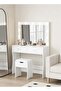Bedroom Makeup Dressing Table with 3 Color Lighting Modes LED Mirror, Modern Vanity Desk (Stool Not Included) - 4