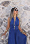 Indigo Gold Buttoned Neck Tie Dress - 3