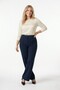 Women's Navy Blue Large Size Crepe Trousers Palazzo Elastic Waist Full Lycra Stretchy Pocketless Button Detail Oversized Wide Leg - 3