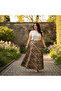 Women's Brown Ornamental Print A-Line Midi Skirt - 2