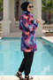 3-Piece Hijab Burkini with Front Zipper, Cape, and Elastic Waist, Islamic Swimwear D17 - 3