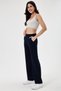 Women's Navy Blue Regular Fit Waist-Corseted Tubular Leg Lycra Stretchy Trousers - 2