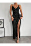 Women's Strappy Double Breasted Collar Slit Crepe Dress - 2