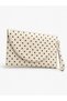 Cream Polka Dot Women's Clutch Bag with Curved Cover Portfolio Handbag - 3